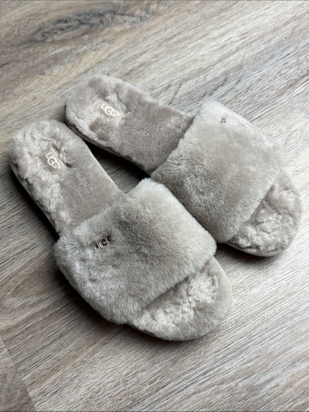UGG Cozette Slide Slippers Sand Sheepskin Fur Slides Size 8